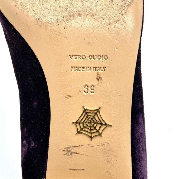 Charlotte Olympia Kitty Cat Purple Velvet Flats Loafers Gold, EU 39 US 8.5-9 - Picture 11 of 13